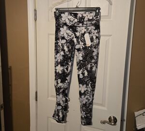 Floral Black and White Leggings